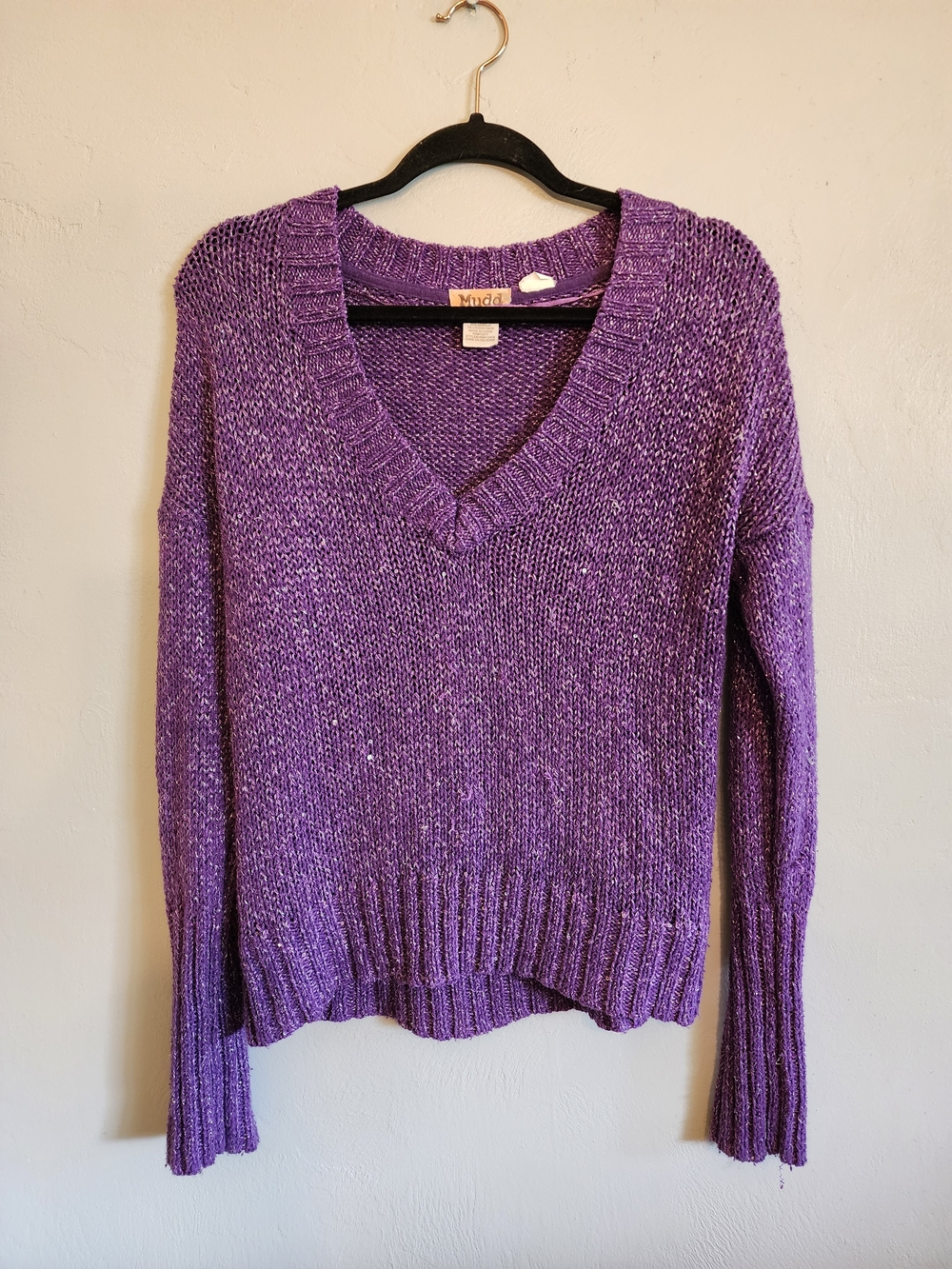 Mudd Purple Sparkly V-Neck Sweater